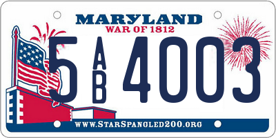 MD license plate 5AB4003