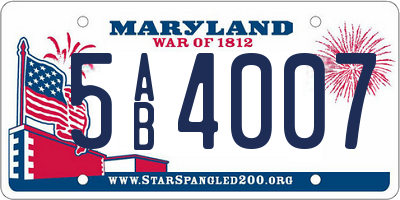 MD license plate 5AB4007