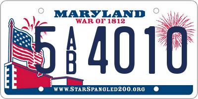 MD license plate 5AB4010