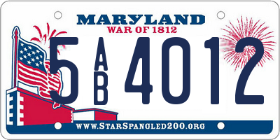 MD license plate 5AB4012