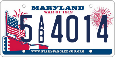 MD license plate 5AB4014