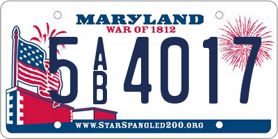 MD license plate 5AB4017