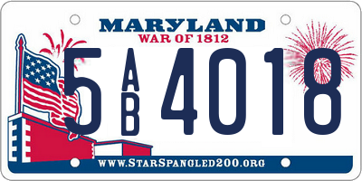 MD license plate 5AB4018
