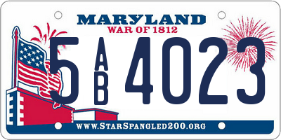 MD license plate 5AB4023