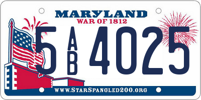MD license plate 5AB4025