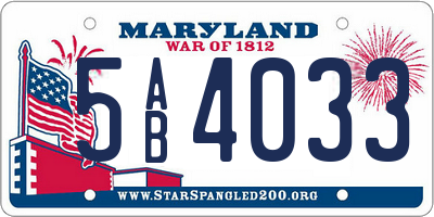 MD license plate 5AB4033