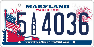 MD license plate 5AB4036