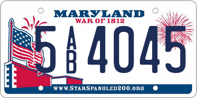 MD license plate 5AB4045