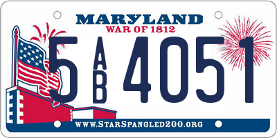 MD license plate 5AB4051