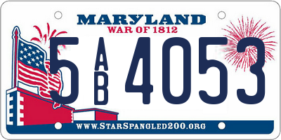 MD license plate 5AB4053