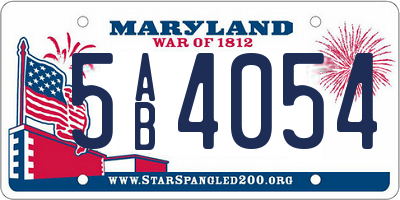 MD license plate 5AB4054
