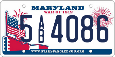 MD license plate 5AB4086