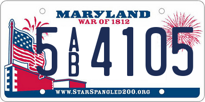 MD license plate 5AB4105
