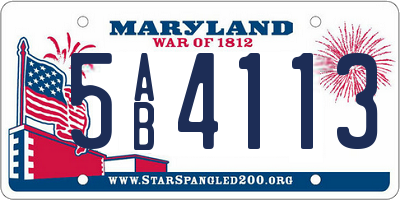 MD license plate 5AB4113