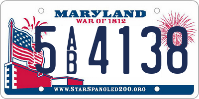 MD license plate 5AB4138