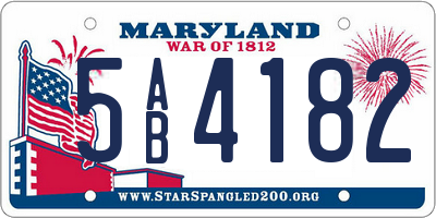 MD license plate 5AB4182