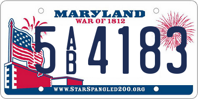 MD license plate 5AB4183
