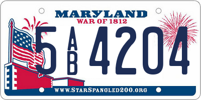 MD license plate 5AB4204