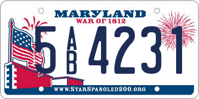 MD license plate 5AB4231