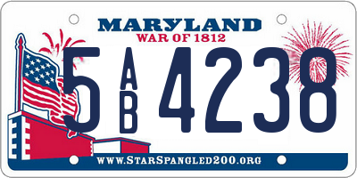 MD license plate 5AB4238