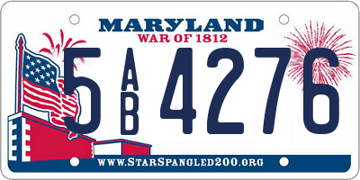 MD license plate 5AB4276