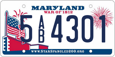 MD license plate 5AB4301