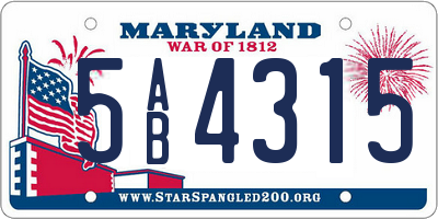 MD license plate 5AB4315