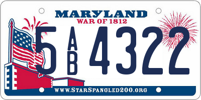 MD license plate 5AB4322