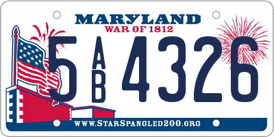 MD license plate 5AB4326