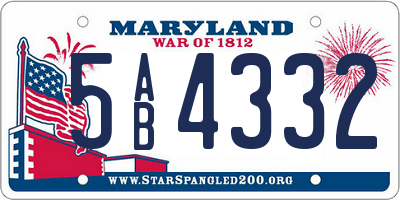 MD license plate 5AB4332