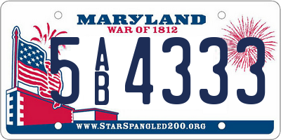 MD license plate 5AB4333