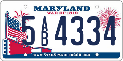 MD license plate 5AB4334