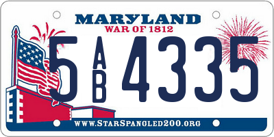 MD license plate 5AB4335