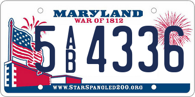 MD license plate 5AB4336