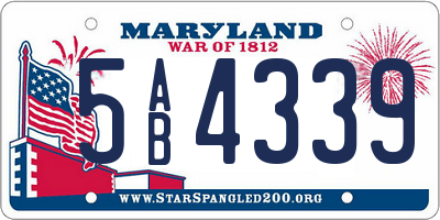 MD license plate 5AB4339