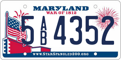 MD license plate 5AB4352