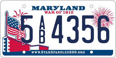 MD license plate 5AB4356