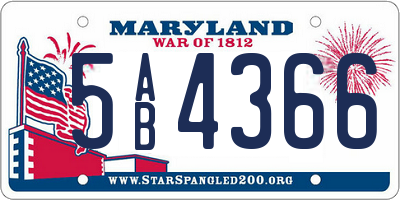 MD license plate 5AB4366