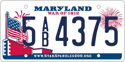 MD license plate 5AB4375
