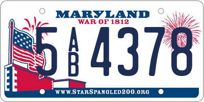 MD license plate 5AB4378