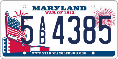 MD license plate 5AB4385