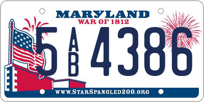 MD license plate 5AB4386