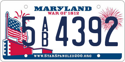 MD license plate 5AB4392