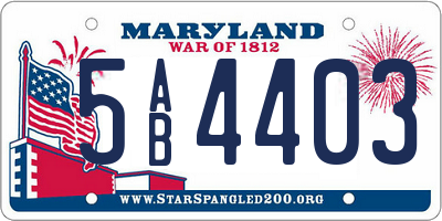 MD license plate 5AB4403