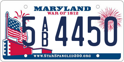 MD license plate 5AB4450