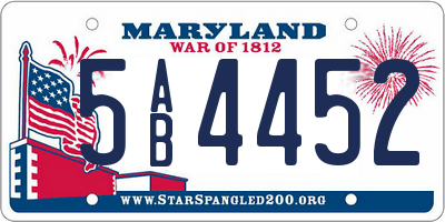 MD license plate 5AB4452