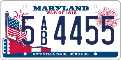 MD license plate 5AB4455