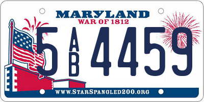 MD license plate 5AB4459