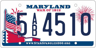 MD license plate 5AB4510
