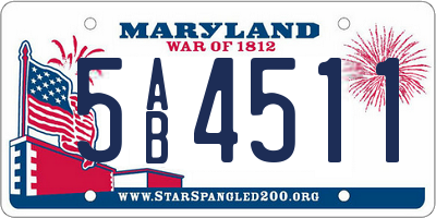 MD license plate 5AB4511
